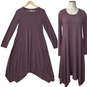 LOGO LOUNGE sz X Small Aline Midi Dress Long Sleeve Comfort Pockets Soft! Mauve